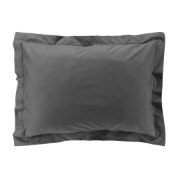 Taie d&rsquo;oreiller volant plat &ndash; 50 x 70 cm &ndash; percale unie 78 fils &ndash; point bourdon &ndash; Acier