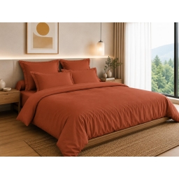Housse de Couette 260 x 240 cm &ndash; 100% Coton 57 Fils/cm&sup2; &ndash; Paprika