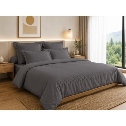 Housse de Couette 260 x 240 cm &ndash; 100% Coton 57 Fils/cm&sup2; &ndash; Ardoise