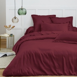 Housse de couette 240 x 220 cm &ndash; 100% Coton 57 fils/cm&sup2; &ndash; Qualit&eacute; Sup&eacute;rieure &ndash; Grenat