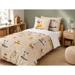 Parure de lit 1 place ISIDORE 140 x 200 cm &ndash; R&eacute;versible &ndash; 100% coton 57 fils