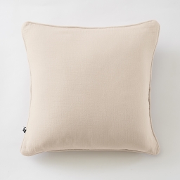 Coussin déhoussable 45 × 45 cm – Gaze de coton unie GAÏA – Passepoil & Zip  Pampa