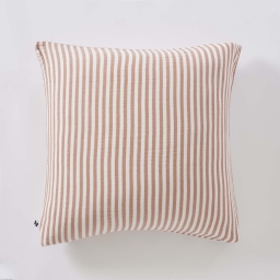 Taie d&rsquo;oreiller LIVIA 60 x 60 cm &ndash; Double gaze de coton ray&eacute;e &ndash; Abricot