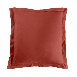 Taie d&rsquo;oreiller 63 x 63 cm coton 57 fils Lina Terracotta &ndash; Volant plat avec point bourdon
