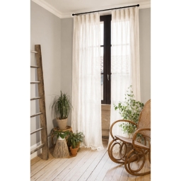 Lot de 2 Rideaux Gaze de Coton Pampa 140x300 cm Ajustables &ndash; 8 Anneaux Pinces Inclus &ndash; Rideaux Tamisants Haut de Gamme