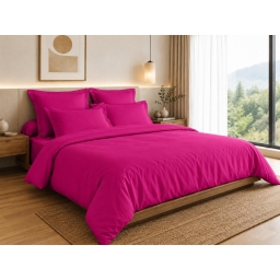 Housse de Couette 260 x 240 cm &ndash; 100% Coton 57 Fils/cm&sup2; &ndash; Magenta