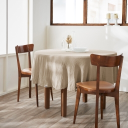 Nappe ronde 180 cm &ndash; Double gaze de coton &ndash; Ga&iuml;a Ficelle