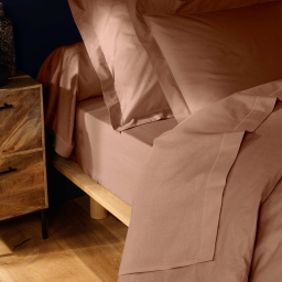 Drap plat 1 personne &ndash; 180 x 290 cm &ndash; coton 57 fils Lina Blsuh &ndash; finition point bourdon