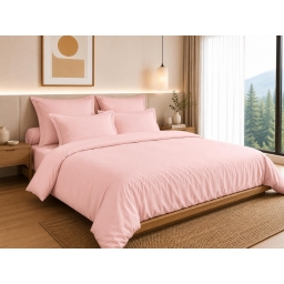 Housse de Couette 260 x 240 cm &ndash; 100% Coton 57 Fils/cm&sup2; &ndash; Rose Drag&eacute;e