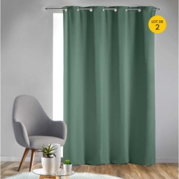 Rideau obscurcissant &agrave; &oelig;illets 135 x 240 cm &ndash; Lot de 2 &ndash; Uni C&egrave;dre