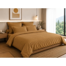 Housse de Couette 260 x 240 cm &ndash; 100% Coton 57 Fils/cm&sup2; &ndash; Caramel