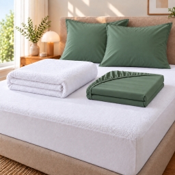 Pack literie &ndash; Prot&egrave;ge matelas 140x190 imperm&eacute;able + drap housse + 2 taies C&egrave;dre