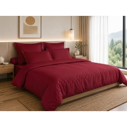 Housse de Couette 260 x 240 cm &ndash; 100% Coton 57 Fils/cm&sup2; &ndash; Grenat