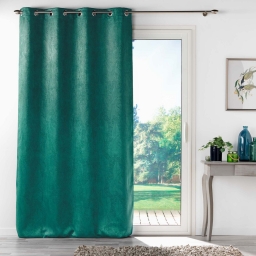 Rideau &agrave; &oelig;illets 135 x 280 cm &ndash; occultant &ndash; velours frapp&eacute; M&eacute;lodie &ndash; grande hauteur - Vert