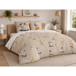 Parure de lit 3 pi&egrave;ces 240 x 220 cm ISIDORE &ndash; R&eacute;versible &ndash; 100% coton 57 fils