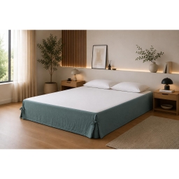 Cache-sommier 140 x 190 cm Double Gaze de Coton GA&Iuml;A Bleu canard &ndash; Qualit&eacute; Haut de Gamme