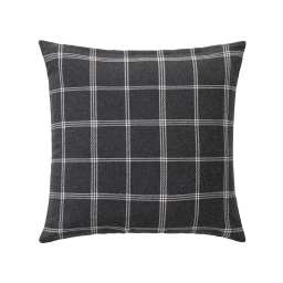 Coussin d&eacute;houssable  45 x 45 cm &ndash; Coton / Polyester Tiss&eacute; &ndash; Everest Anthracite &agrave; Carreaux