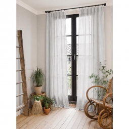 Lot de 2 Rideaux Gaze de Coton Nuage 140x300 cm Ajustables &ndash; 8 Anneaux Pinces Inclus &ndash; Rideaux Tamisants Haut de Gamme