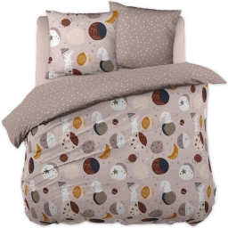 Housse de couette réversible + 2 taies d’oreiller – 200 x 200 cm – Coton 57 fils – SKY DREAM