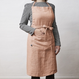 Tablier ajustable 70 x 85 cm &ndash; Lin lav&eacute; fran&ccedil;ais 160 g/m&sup2; &ndash; Soline Vieux rose