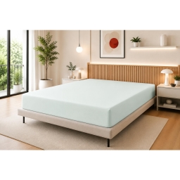 Drap Housse 140 x 190 cm Menthe &ndash; 100% Coton 57 Fils/cm&sup2; &ndash; Bonnet 30 cm