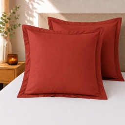 Lot de 2 Taies d'Oreiller 63 x 63 cm &ndash; 100% Coton 57 Fils &ndash; Terracotta