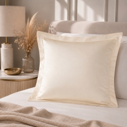 Taie d'Oreiller 65x65 cm Cr&egrave;me &ndash; Satin de Coton 120 Fils/cm&sup2; &ndash; H&ocirc;tellerie Haut de Gamme