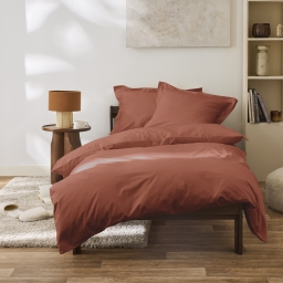 Housse de couette 140 x 200 cm Grand H&ocirc;tel Terracotta &mdash; Percale de coton peign&eacute; 80 fils/cm&sup2;