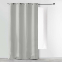 Rideau &agrave; &oelig;illets 140 x 260 cm en microfibre unie &ndash; Absolu Gris perle