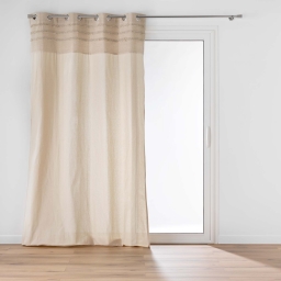 Rideau &agrave; &oelig;illets 140 x 240 cm &ndash; Coton/Polyester &ndash; Top fantaisie brod&eacute; &ndash; Mod&egrave;le Hilary