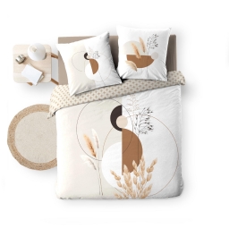 Housse de couette réversible NATACHA – 240x220 cm + 2 taies – Coton doux 42 fils