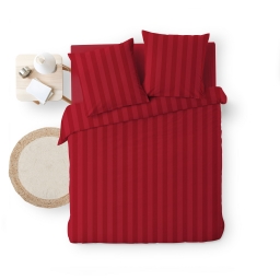 Parure de Lit 240 x 220 cm + 2 Taies – Microfibre Unie CLÉO Rouge