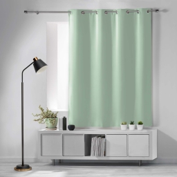 Rideau occultant &agrave; &oelig;illets 135 x 180 cm &ndash; Uni sauge &ndash; Petite hauteur