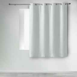 Rideau occultant &agrave; &oelig;illets 135 x 180 cm &ndash; Uni Gris p&acirc;le &ndash; Petite hauteur