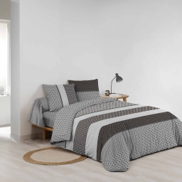 Parure de lit 6 pi&egrave;ces MEIKO &ndash; 260 x 240 cm &ndash; 100% coton &ndash; 42 fils/cm&sup2;