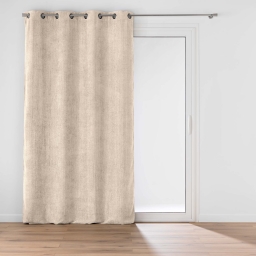 Rideau &agrave; &oelig;illets 140 x 260 cm en velours chenille L&eacute;o &ndash; Naturel