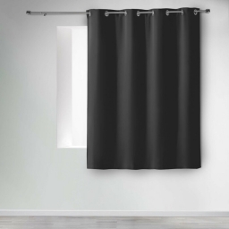 Rideau occultant à œillets 140 x 180 cm – Uni Noir– Petite hauteur –