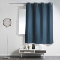 Rideau à œillets petite hauteur 140 x 180 cm – polyester uni essentiel – Navy