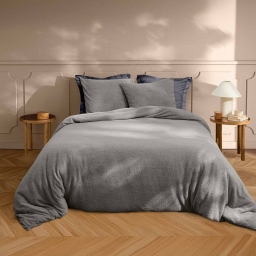 Parure de lit 240 x 220 cm + 2 taies &ndash; Bouclette Unie HELENA Anthracite