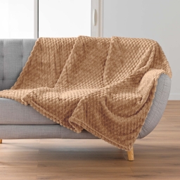 Plaid 125 x 150 cm – Flanelle Relief Unie Mini Frosty Camel