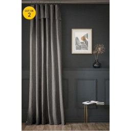 Lot de 2 Rideaux en coton Ajustables Sixtine – Ardoise – 140 x 270 cm