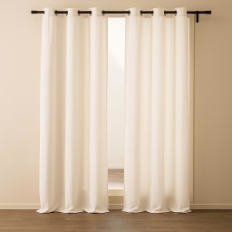 Lot de 2 rideaux tamisants &agrave; &oelig;illets 140 x 260 cm &ndash; Bouclette unie WINONY &ndash; Coloris Naturel
