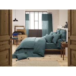 Housse de couette 200 x 200 cm en double gaze de coton – Bleu canard
