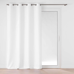 Rideau grande hauteur &agrave; &oelig;illets 140 x 280 cm &ndash; Polyester uni SOLINE &ndash; Blanc