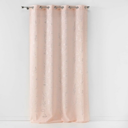 Rideau &agrave; &OElig;illets 140 x 260 cm &ndash; Polyester Imprim&eacute; M&eacute;tallis&eacute; &ndash; Artyline Rose/Argent