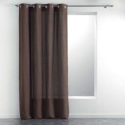 Rideau &agrave; &OElig;illets 140 x 260 cm &ndash; Tiss&eacute; Uni &ndash; M&eacute;liane Noisette