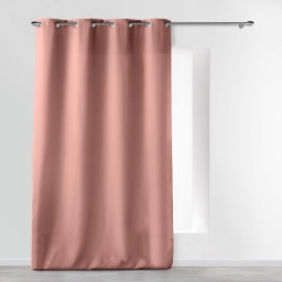 Rideau grande hauteur &agrave; &oelig;illets 140 x 280 cm &ndash; Polyester uni Essentiel Rose poudr&eacute;
