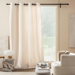 Rideau tamisant à œillets 140 x 260 cm – Bouclette unie WINONY – Naturel