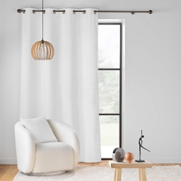 Rideau tamisant en velours relief 140 x 260 cm &ndash; &OElig;illets &ndash; Mod&egrave;le SWINGY Blanc