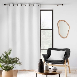 Rideau tamisant &agrave; &oelig;illets 140 x 260 cm &ndash; Velours relief textur&eacute; &ndash; JAVA Blanc